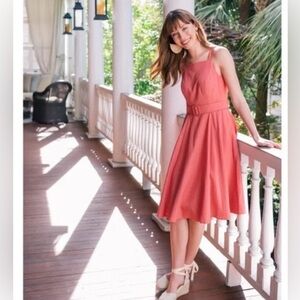 Ruth Square Neck Pink Linen Fit and Flare Dress Gal
Meets Glam